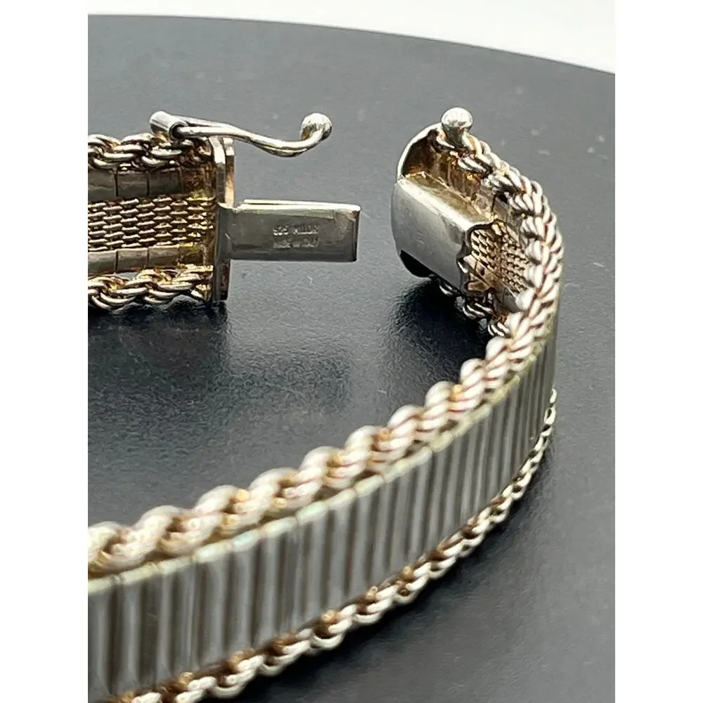Milor Italy 925 Sterling Silver‎ Rope Chain Elegant Bracelet 7.5
